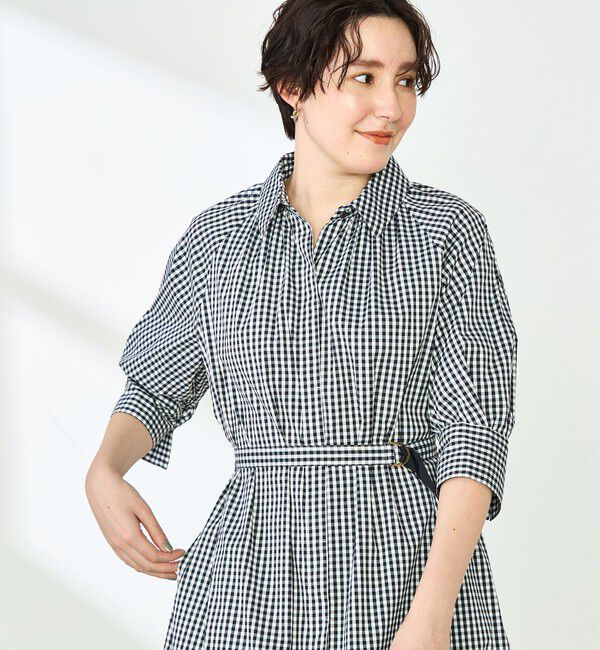 NOLLEY'S「ウォッシャブル高密度ストレッチシャツワンピース」|ワンピース|