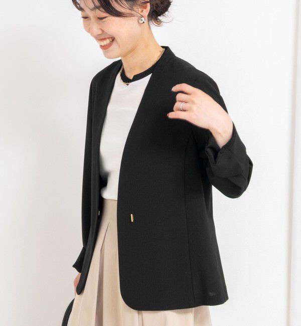 NOLLEY'S sophi「《セットアップ対応》ウォッシャブル強撚ライトジャケット」|ノーカラージャケット|