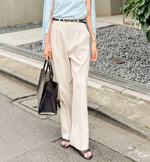 NOLLEY'S sophi「ウォッシャブル麻調ドライシャンタンライトワイドパンツ」|その他|ベージュ