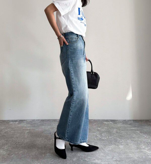 fredy emue「FRセンタープレスセミワイドデニムパンツ」|デニム|