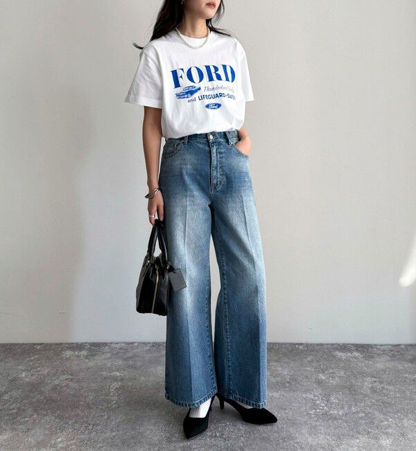 fredy emue「FRセンタープレスセミワイドデニムパンツ」|デニム|