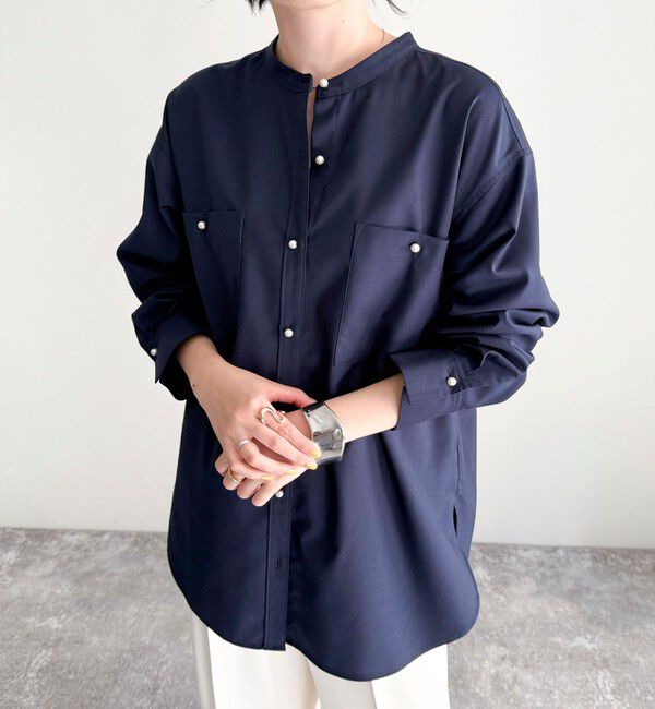 fredy emue「《セットアップ対応》TRパール釦バンドカラーシャツ」|シャツ・ブラウス|