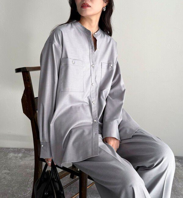 fredy emue「《セットアップ対応》TRパール釦バンドカラーシャツ」|シャツ・ブラウス|