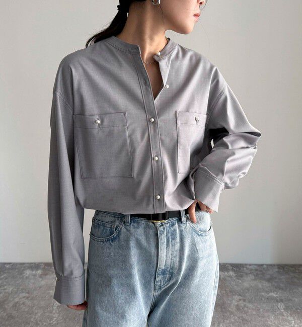 fredy emue「《セットアップ対応》TRパール釦バンドカラーシャツ」|シャツ・ブラウス|