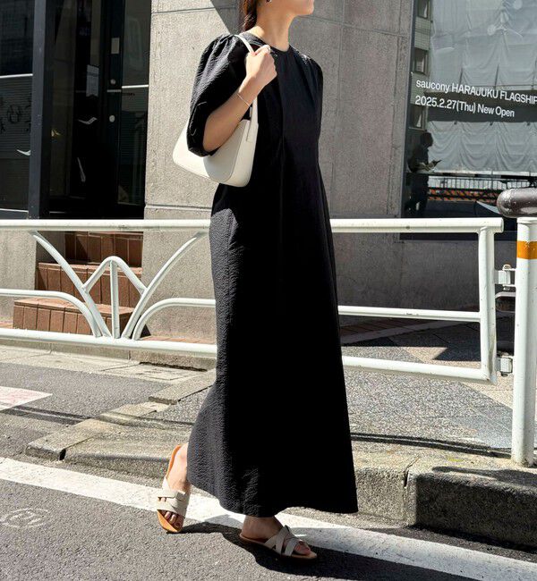 fredy emue「コットンリップルウエストシェイプワンピース」|ワンピース|ブラック