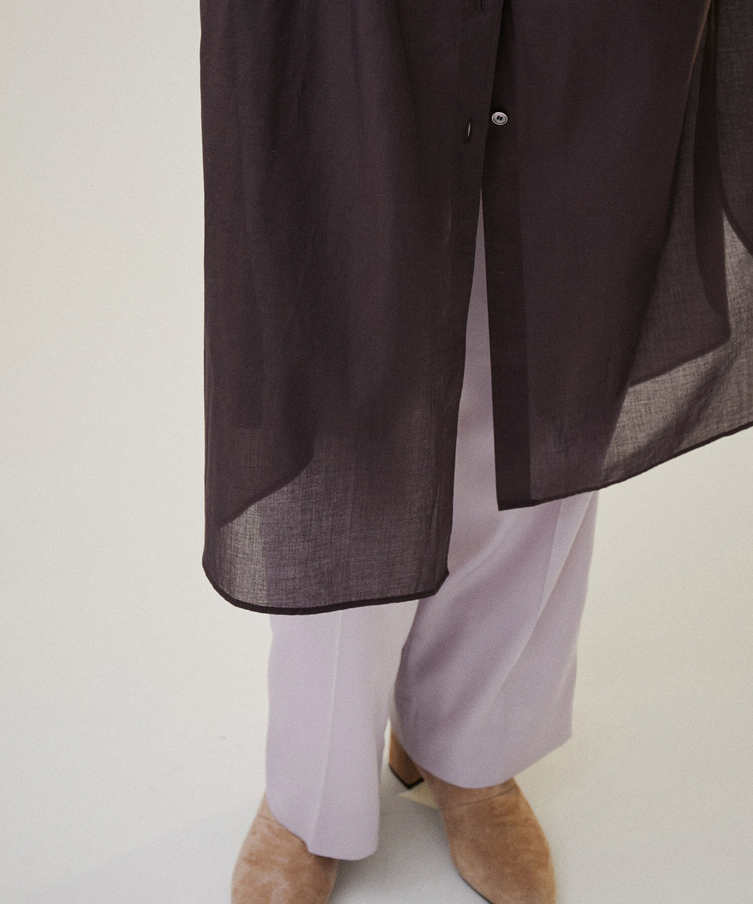 SALON adam et rope'「【NIPPON CULTURE】【洗える】コットンワッシャーローンロングシャツ」|シャツ・ブラウス|