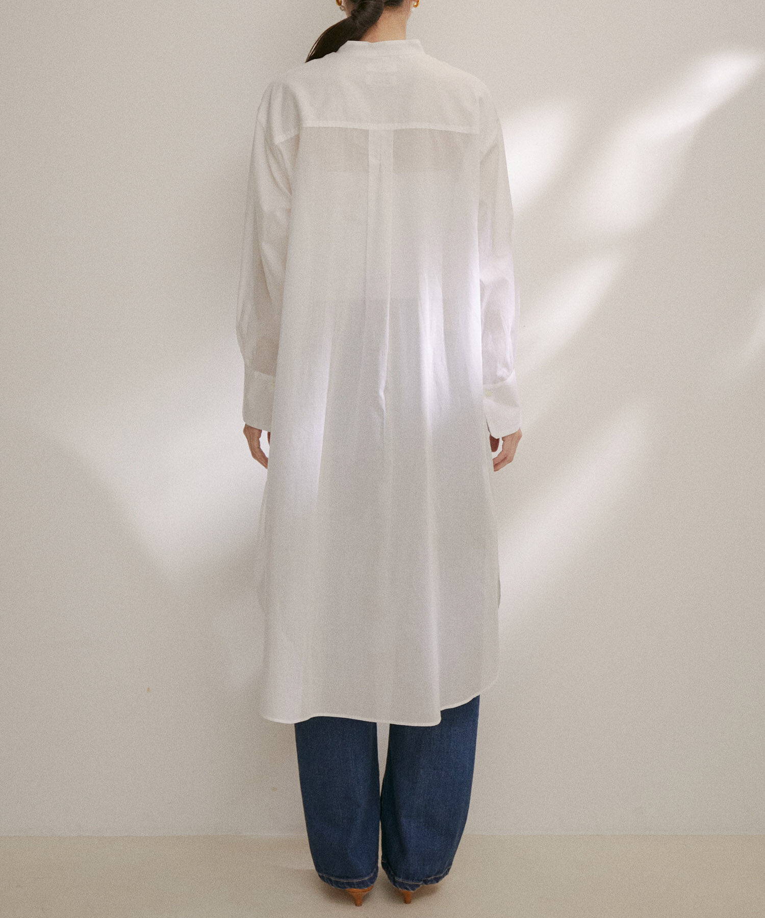 SALON adam et rope'「【NIPPON CULTURE】【洗える】コットンワッシャーローンロングシャツ」|シャツ・ブラウス|