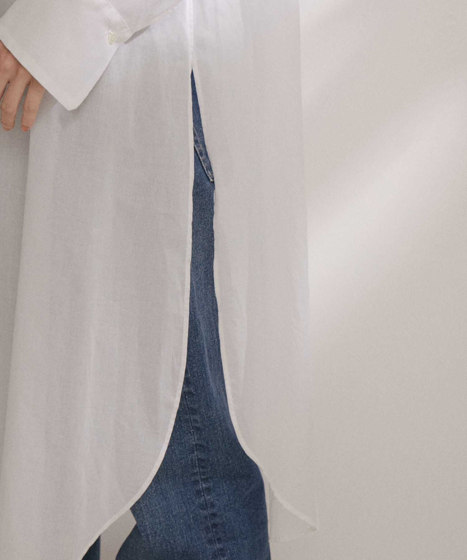 SALON adam et rope'「【NIPPON CULTURE】【洗える】コットンワッシャーローンロングシャツ」|シャツ・ブラウス|