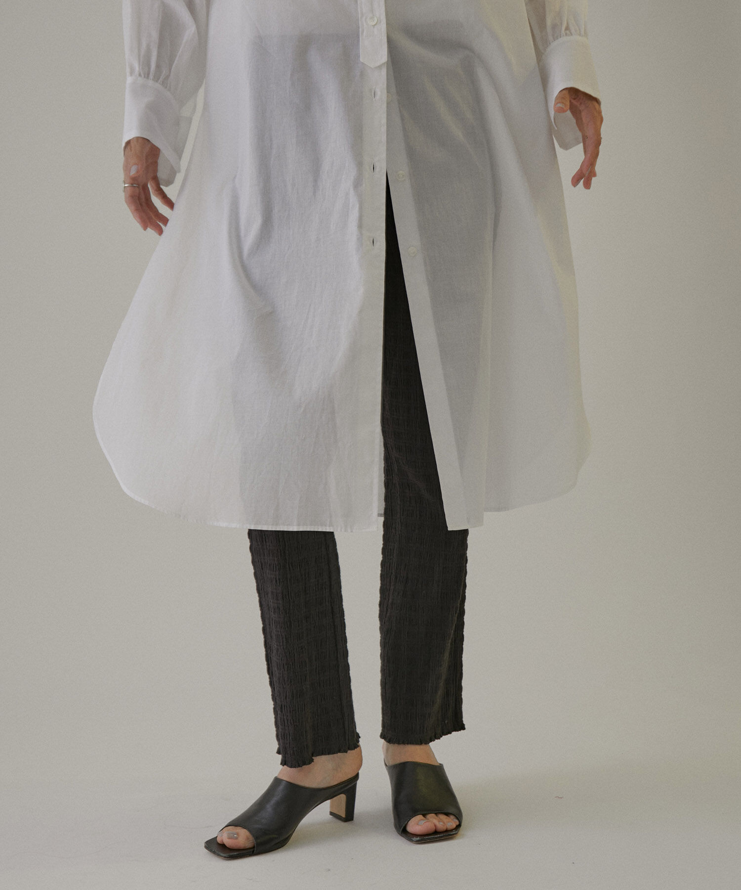 SALON adam et rope'「【NIPPON CULTURE】【洗える】コットンワッシャーローンロングシャツ」|シャツ・ブラウス|