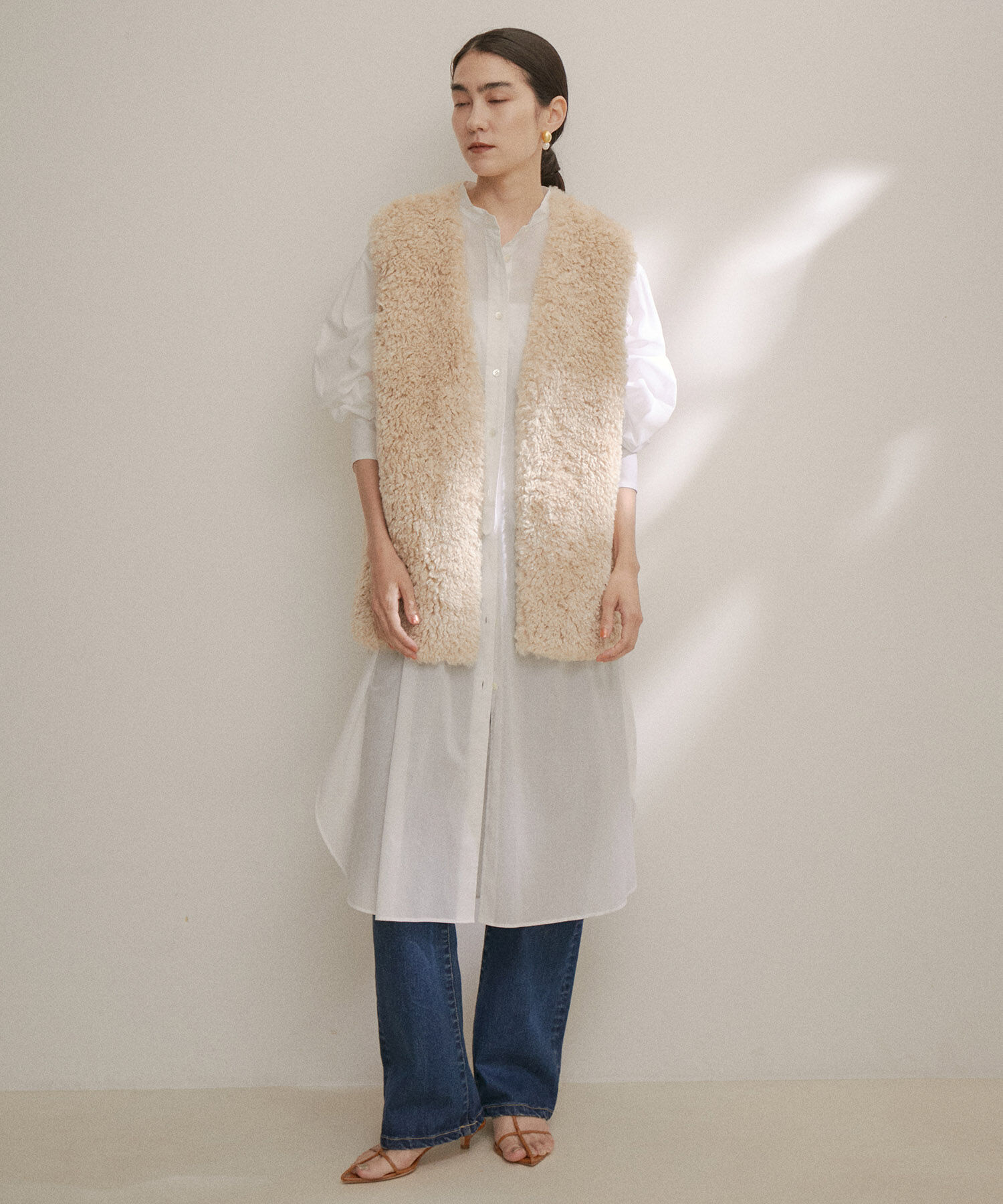 SALON adam et rope'「【NIPPON CULTURE】【洗える】コットンワッシャーローンロングシャツ」|シャツ・ブラウス|