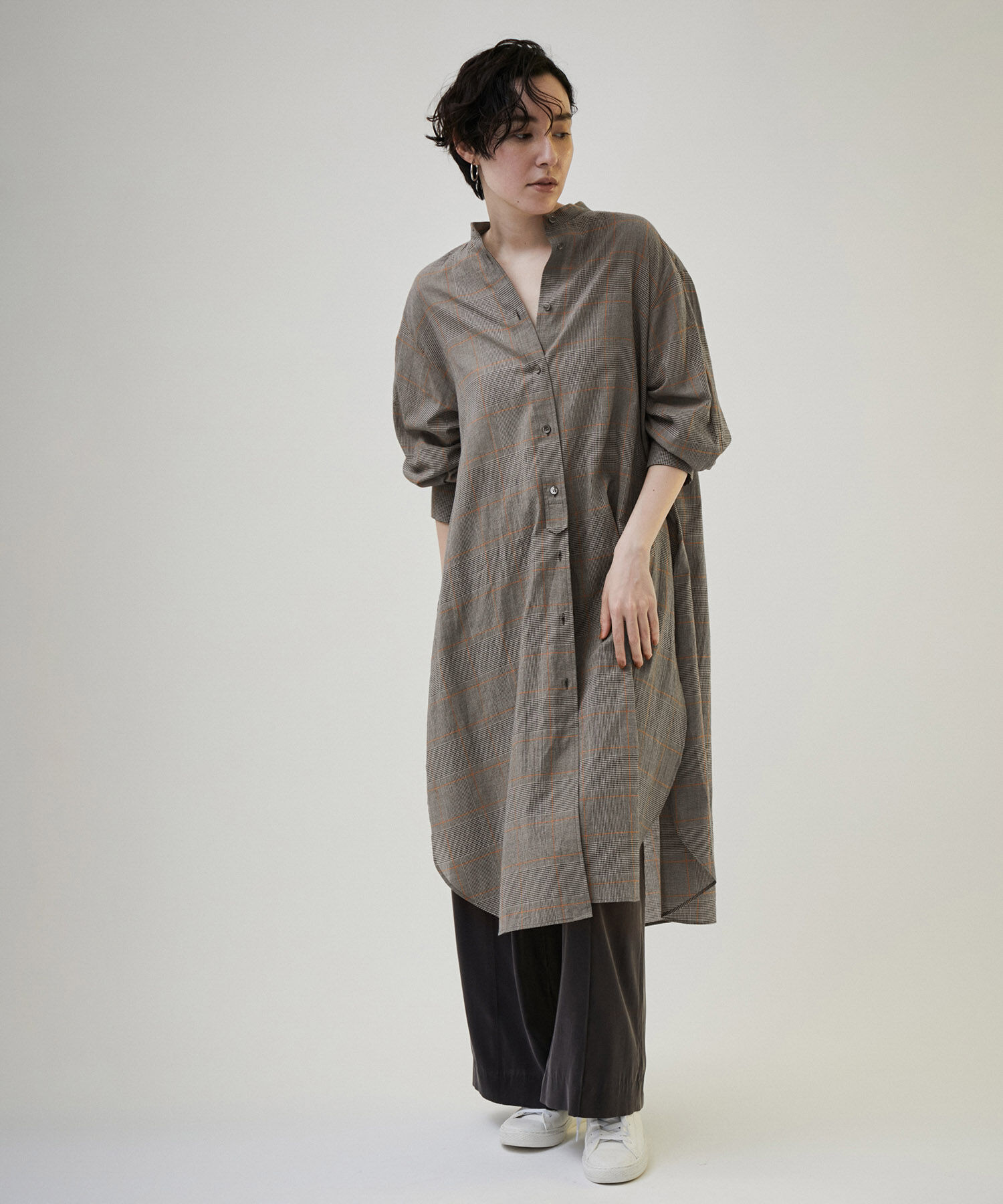 SALON adam et rope'「【NIPPON CULTURE】【洗える】コットンワッシャーローンロングシャツ」|シャツ・ブラウス|