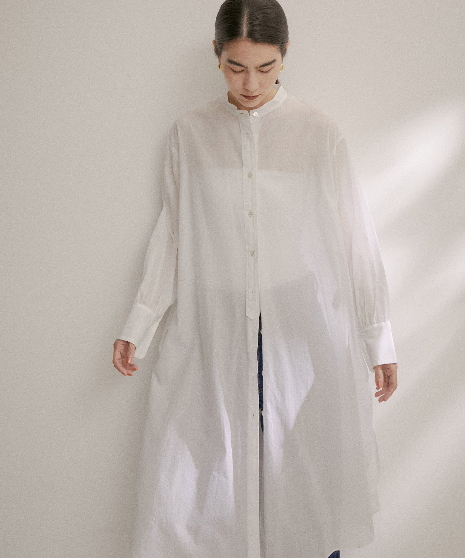 SALON adam et rope'「【NIPPON CULTURE】【洗える】コットンワッシャーローンロングシャツ」|シャツ・ブラウス|