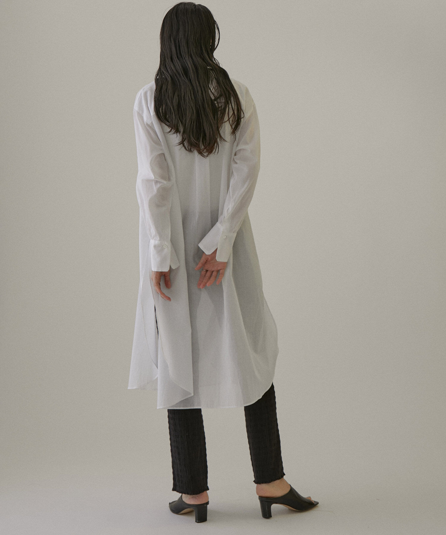 SALON adam et rope'「【NIPPON CULTURE】【洗える】コットンワッシャーローンロングシャツ」|シャツ・ブラウス|