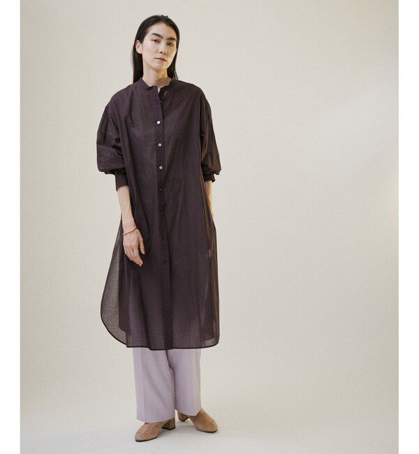 SALON adam et rope'「【NIPPON CULTURE】【洗える】コットンワッシャーローンロングシャツ」|シャツ・ブラウス|