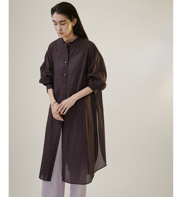 SALON adam et rope'「【NIPPON CULTURE】【洗える】コットンワッシャーローンロングシャツ」|シャツ・ブラウス|