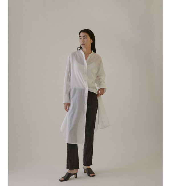 SALON adam et rope'「【NIPPON CULTURE】【洗える】コットンワッシャーローンロングシャツ」|シャツ・ブラウス|