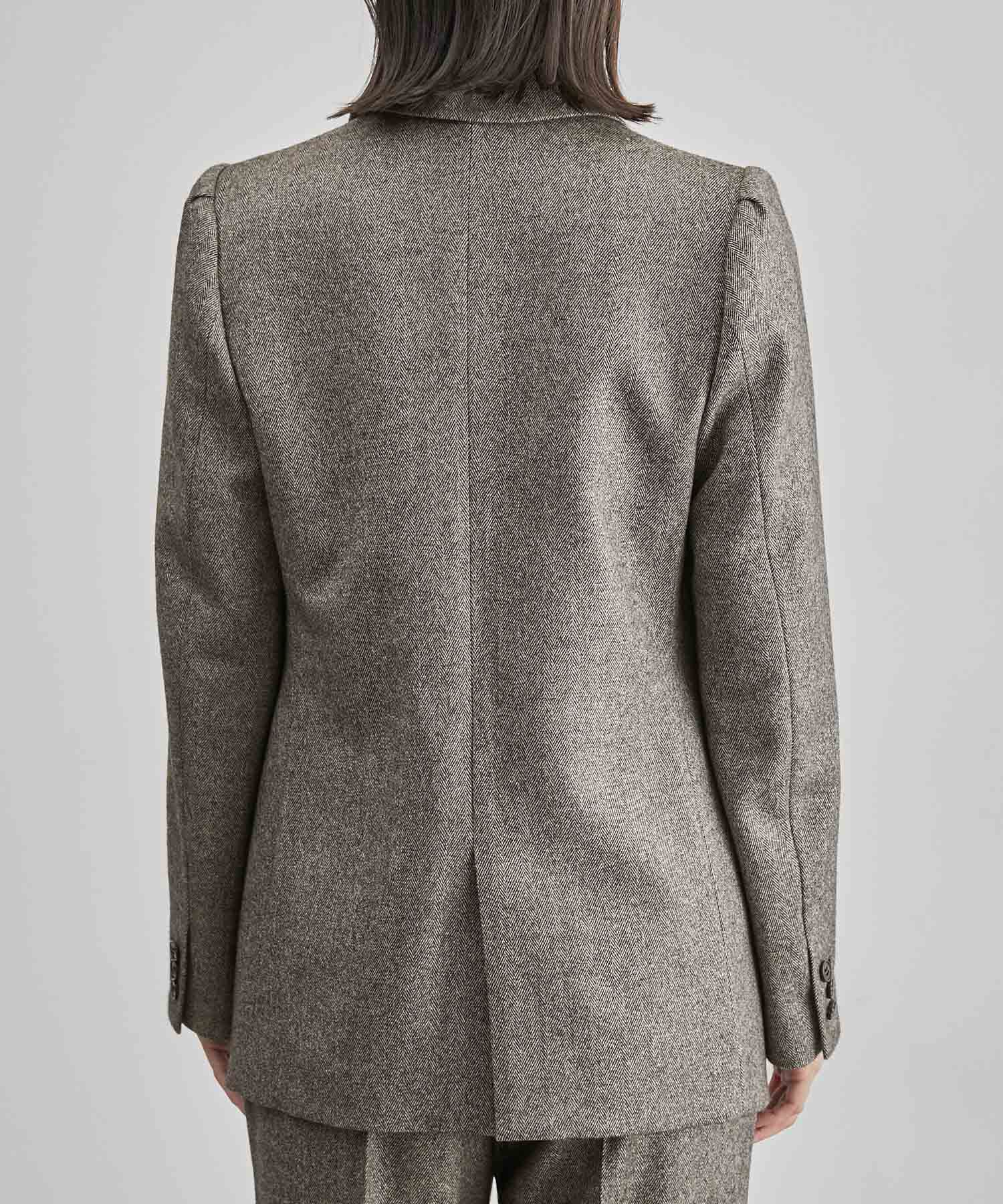 ROPE「【雑誌掲載】ヘリンボーンウエストシェイプジャケット/セットアップ対応」|テーラードジャケット|