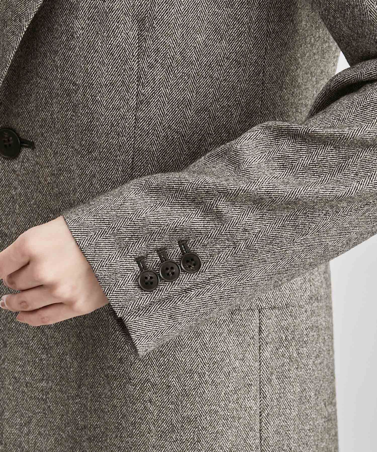ROPE「【雑誌掲載】ヘリンボーンウエストシェイプジャケット/セットアップ対応」|テーラードジャケット|