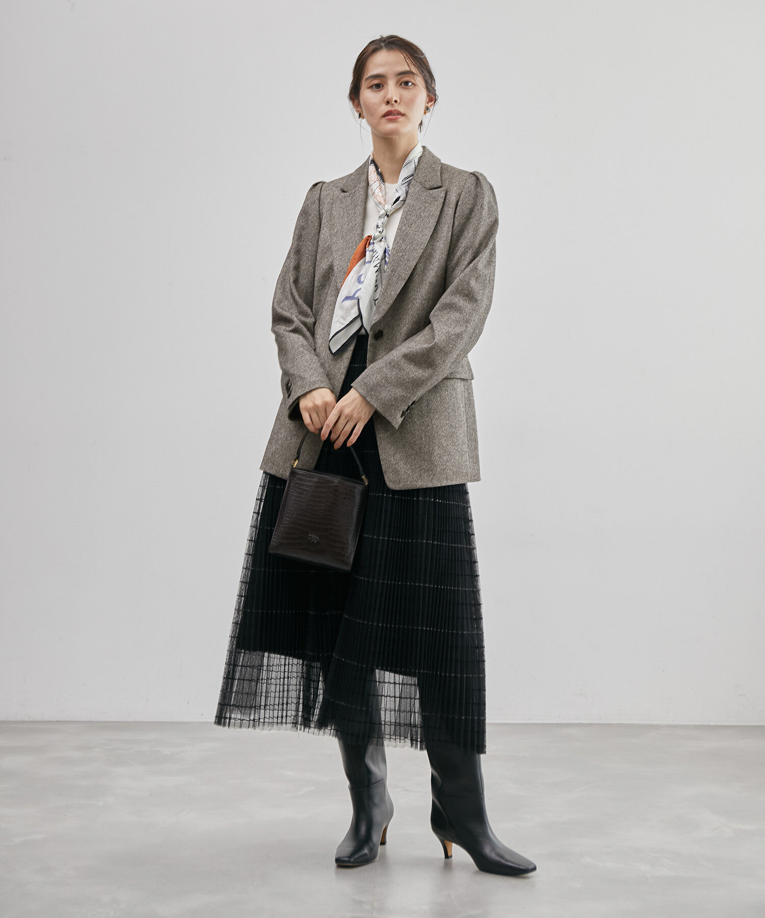 ROPE「【雑誌掲載】ヘリンボーンウエストシェイプジャケット/セットアップ対応」|テーラードジャケット|