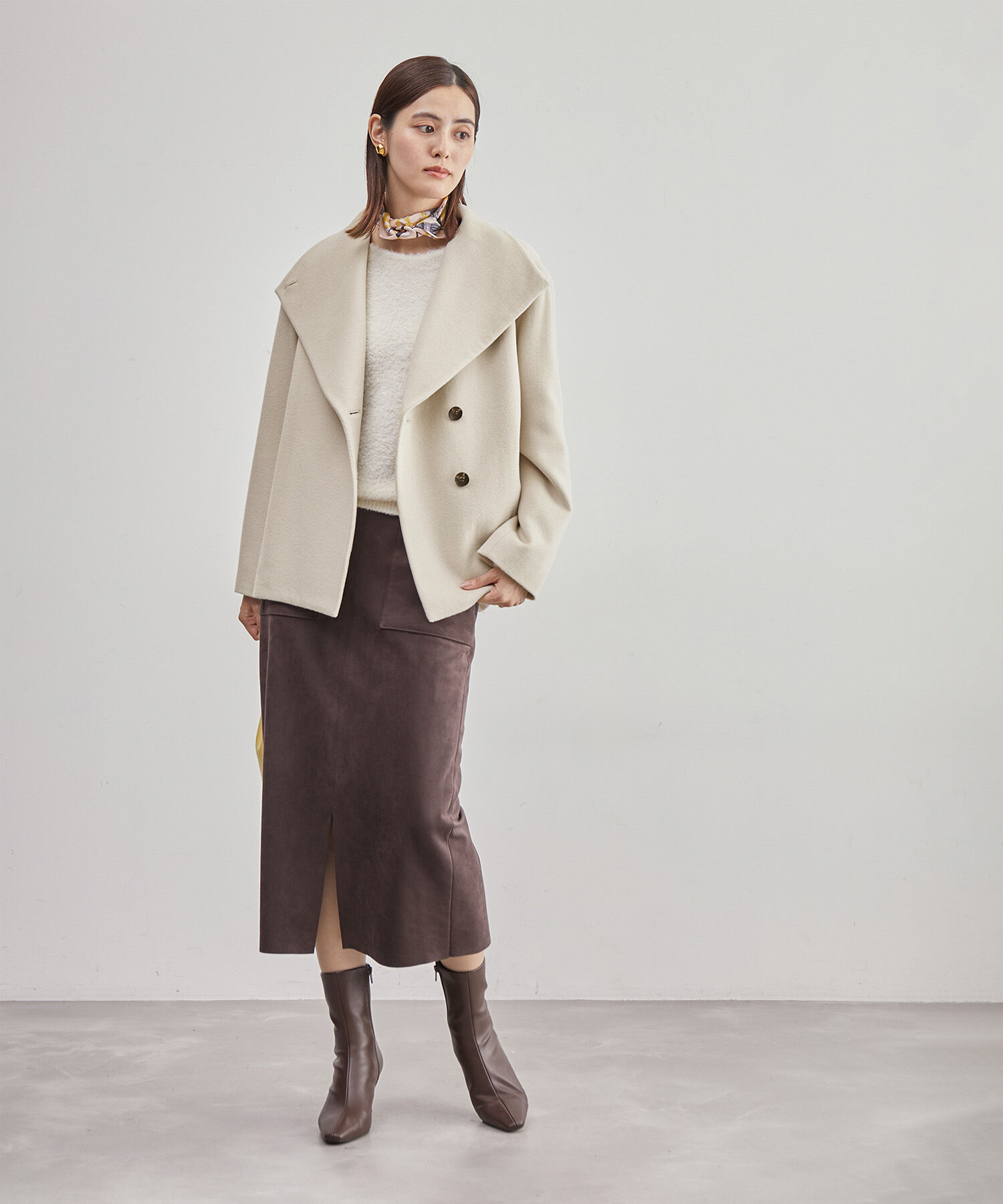 ROPE「【高評価】プレミアムカシミヤショートコート」|ステンカラーコート|