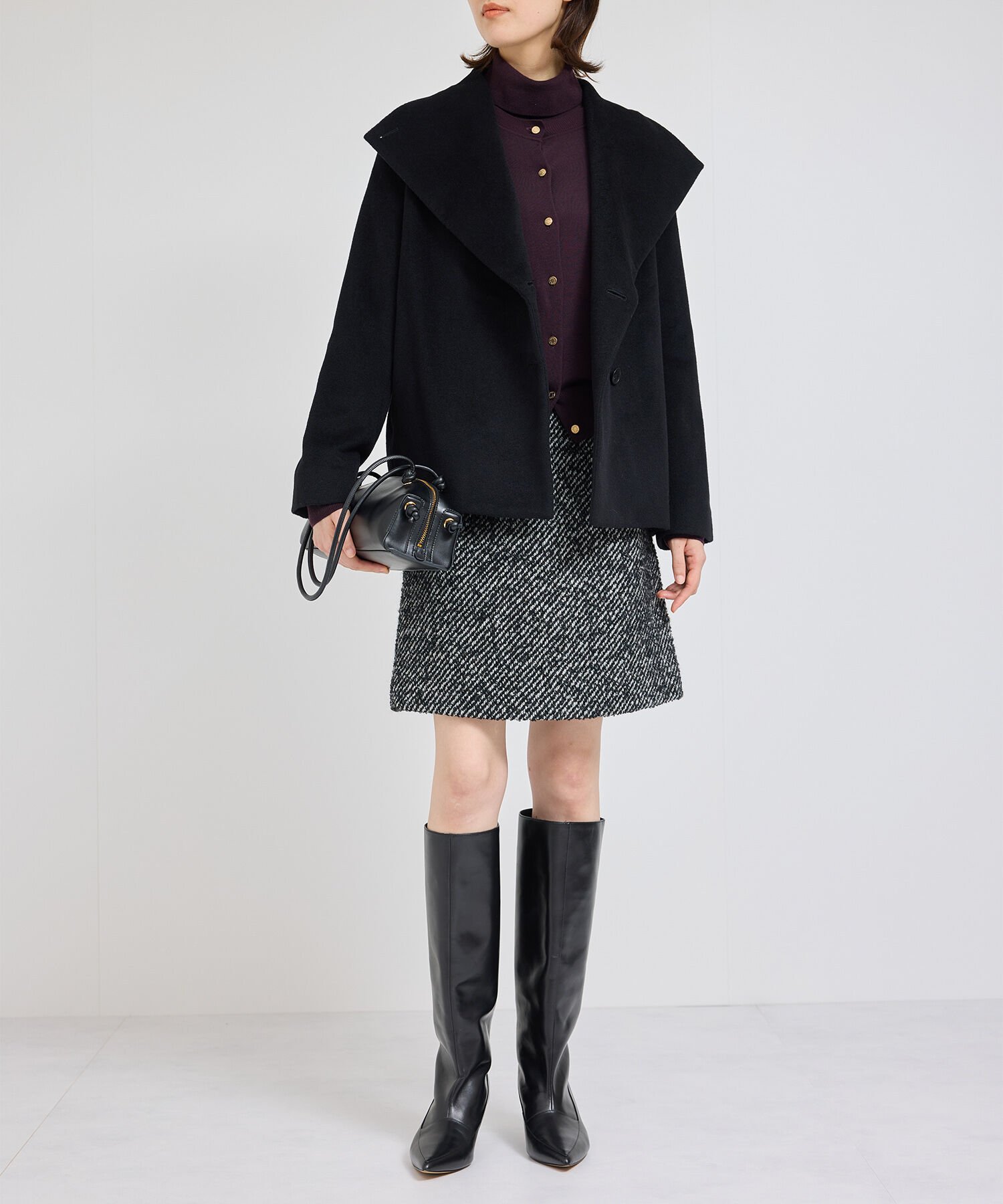 ROPE「【高評価】プレミアムカシミヤショートコート」|ステンカラーコート|