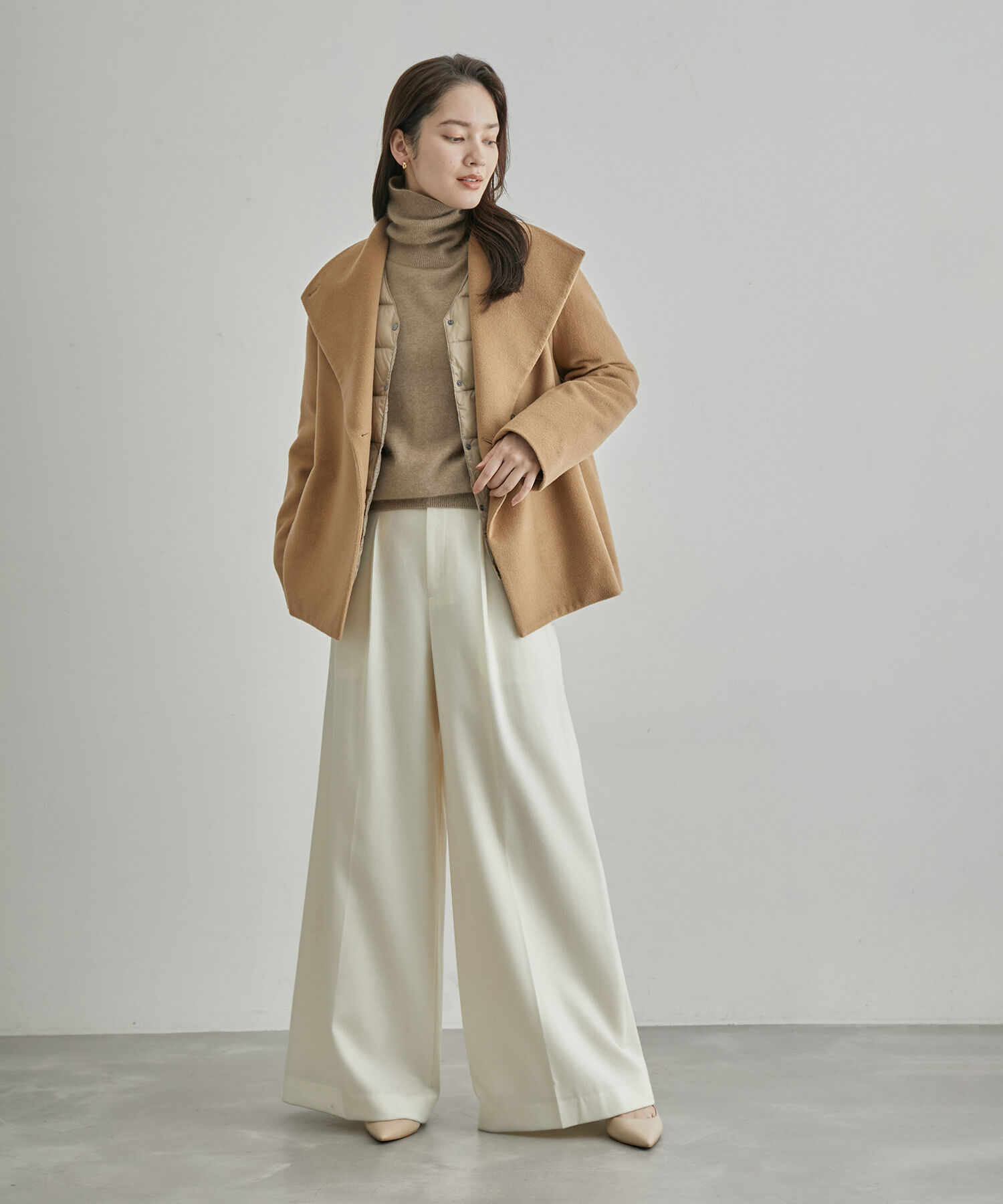 ROPE「【高評価】プレミアムカシミヤショートコート」|ステンカラーコート|