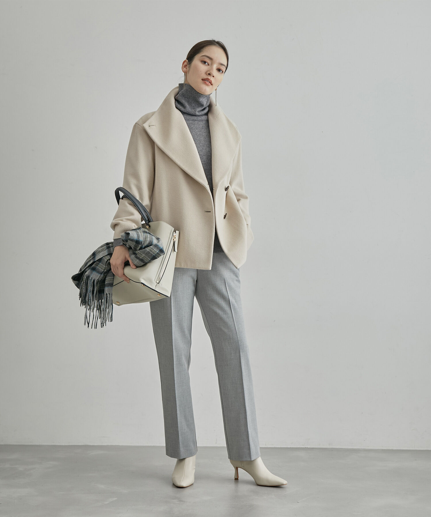 ROPE「【高評価】プレミアムカシミヤショートコート」|ステンカラーコート|