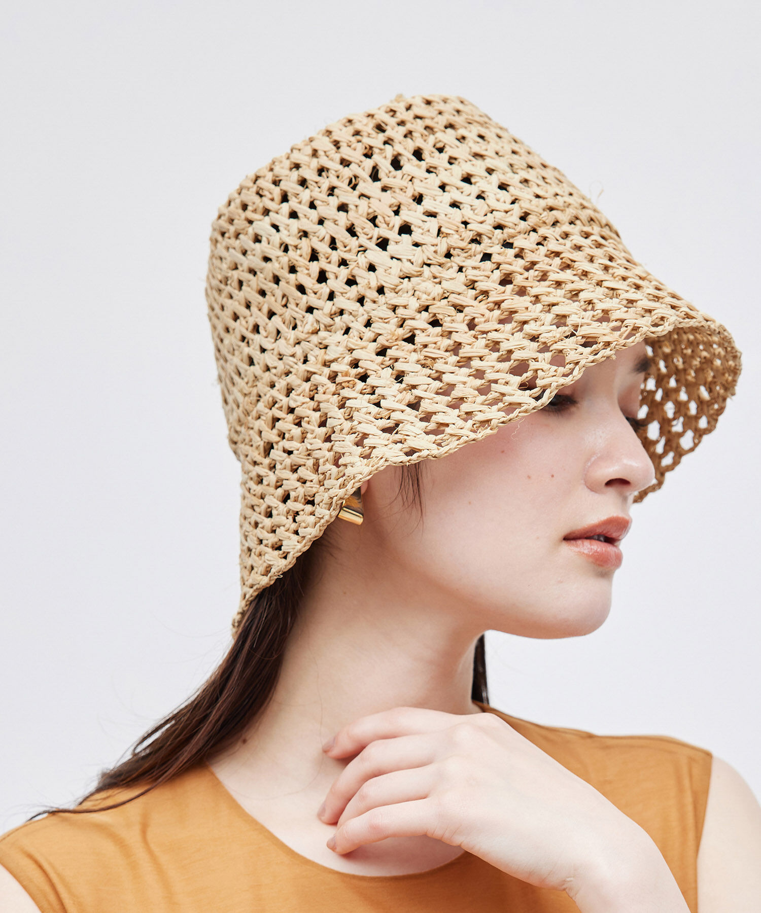 ROPE「透かし編みラフィアバケットハット」|ハット|