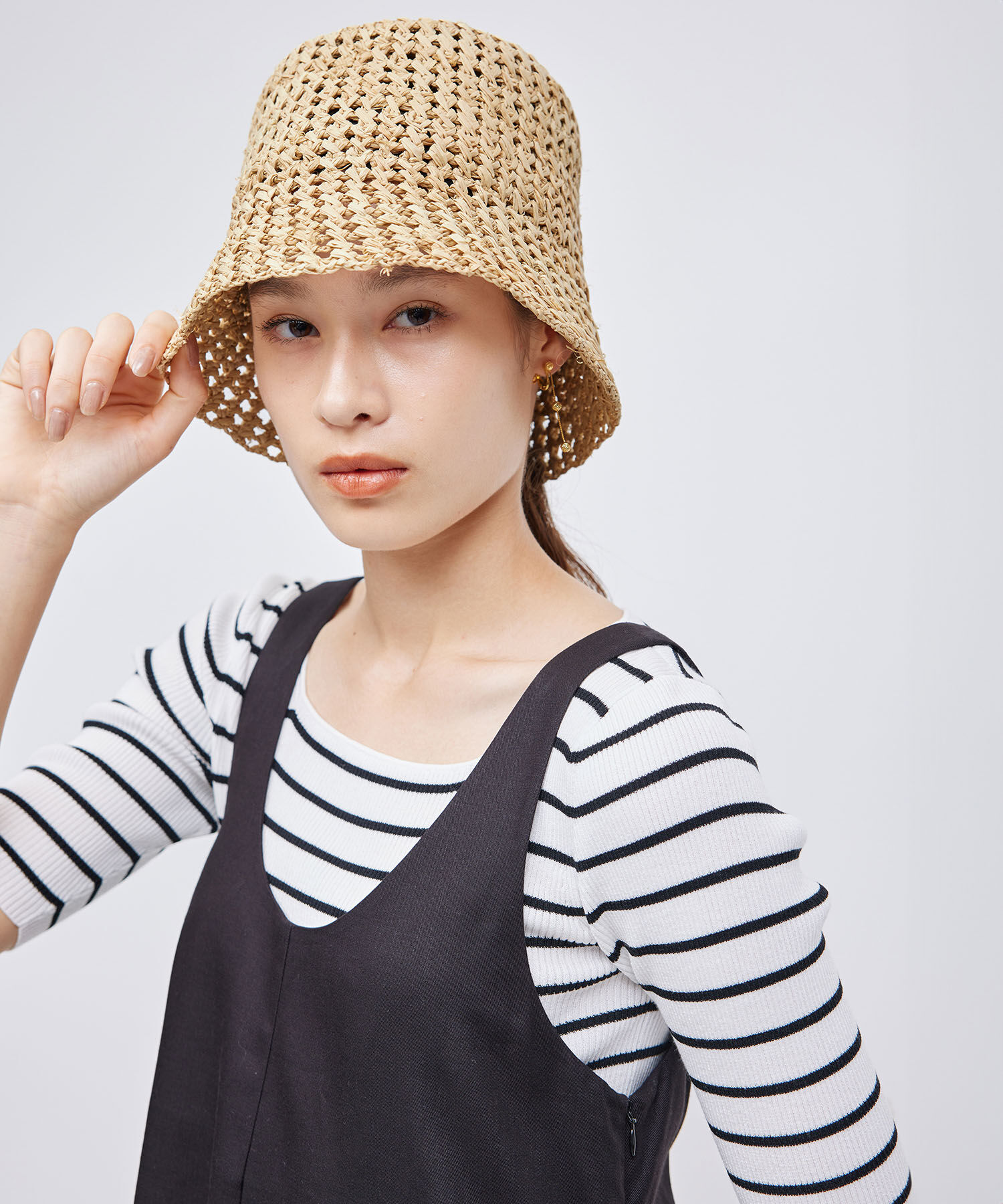 ROPE「透かし編みラフィアバケットハット」|ハット|