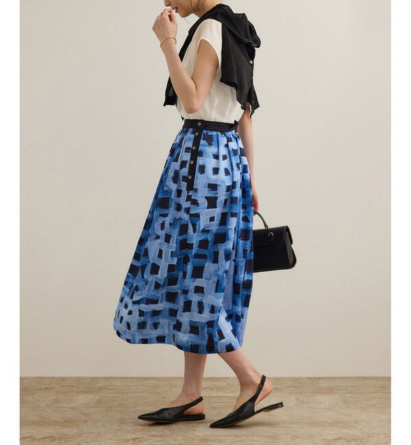 ROPE「スクエア ジオメトリックプリントスカート/イージーケア」|スカート|