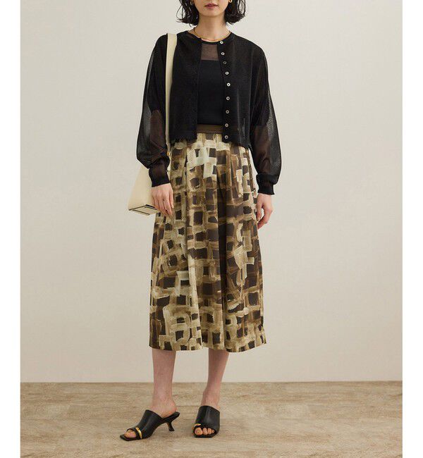 ROPE「スクエア ジオメトリックプリントスカート/イージーケア」|スカート|