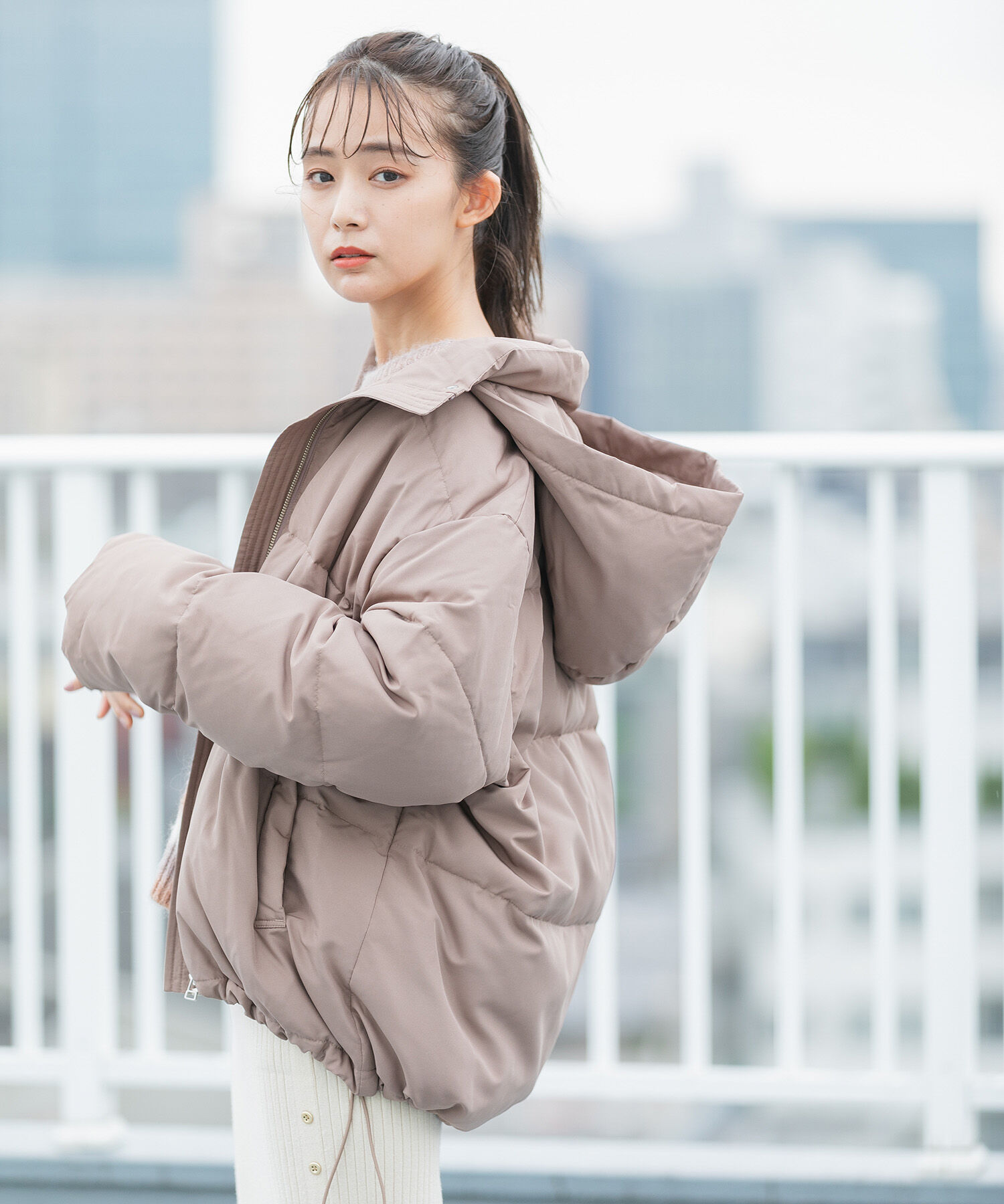 VIS「【Green Down】オーバーサイズフードダウンジャケット」|ダウン|