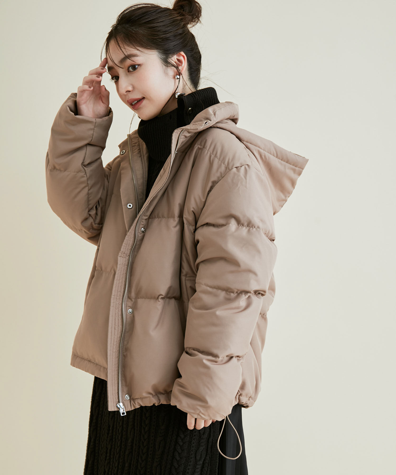 VIS「【Green Down】オーバーサイズフードダウンジャケット」|ダウン|ブラウン(22)