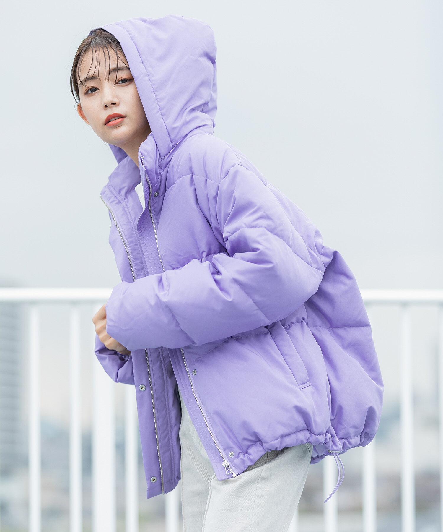 VIS「【Green Down】オーバーサイズフードダウンジャケット」|ダウン|