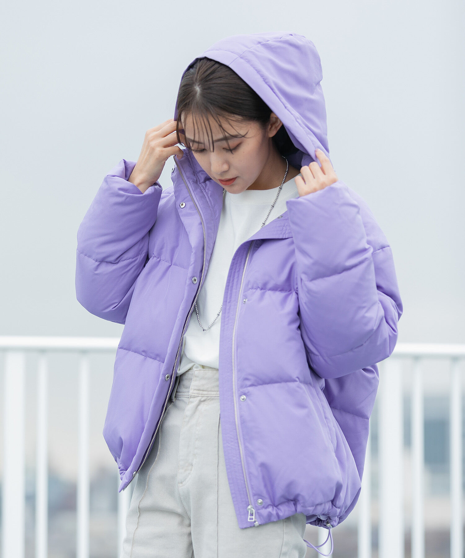 VIS「【Green Down】オーバーサイズフードダウンジャケット」|ダウン|