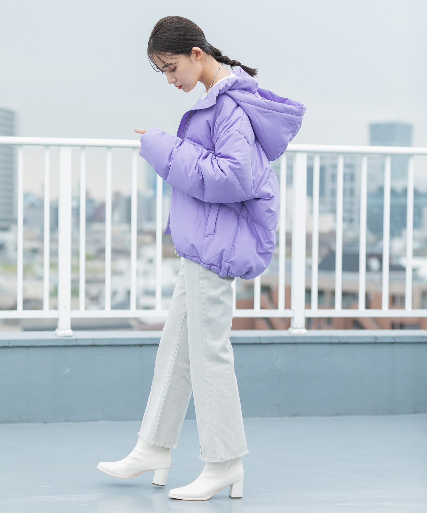 VIS「【Green Down】オーバーサイズフードダウンジャケット」|ダウン|