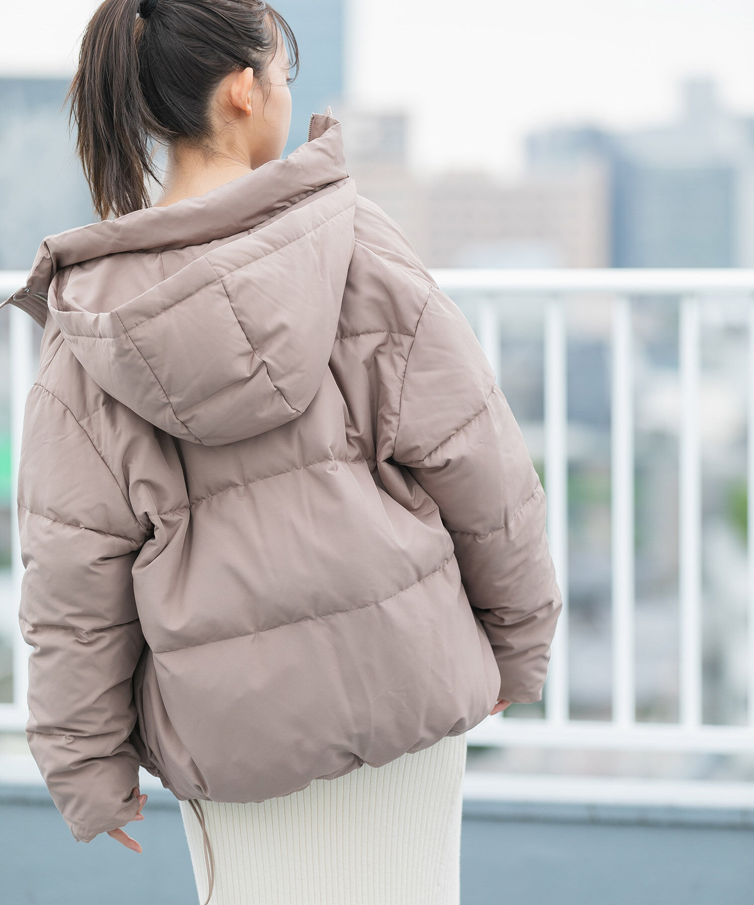 VIS「【Green Down】オーバーサイズフードダウンジャケット」|ダウン|