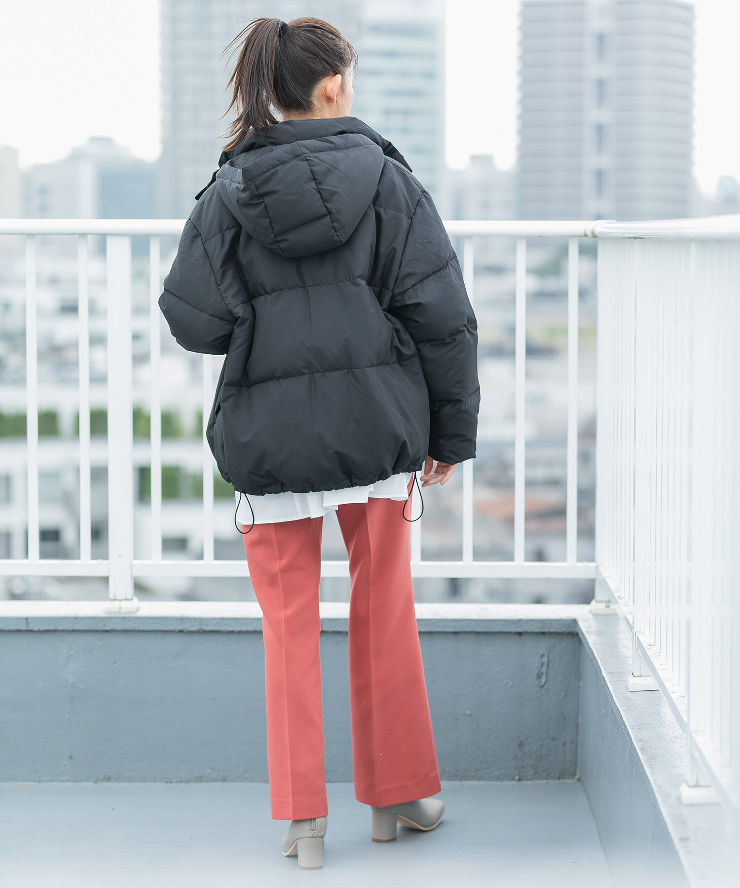 VIS「【Green Down】オーバーサイズフードダウンジャケット」|ダウン|