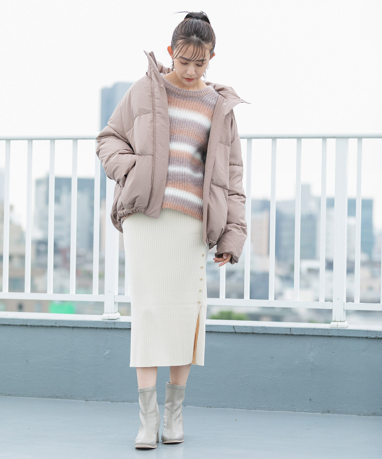 VIS「【Green Down】オーバーサイズフードダウンジャケット」|ダウン|