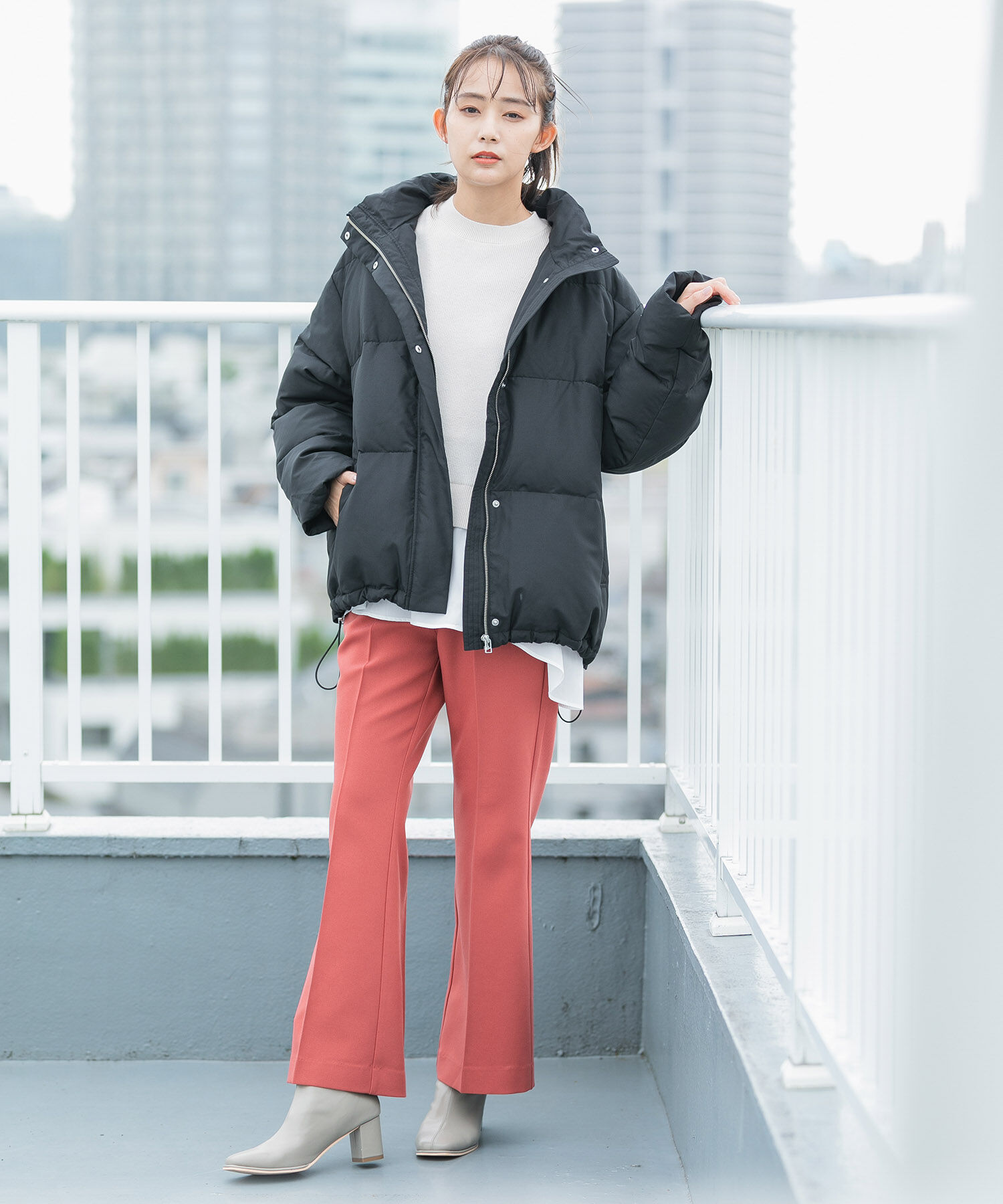 VIS「【Green Down】オーバーサイズフードダウンジャケット」|ダウン|