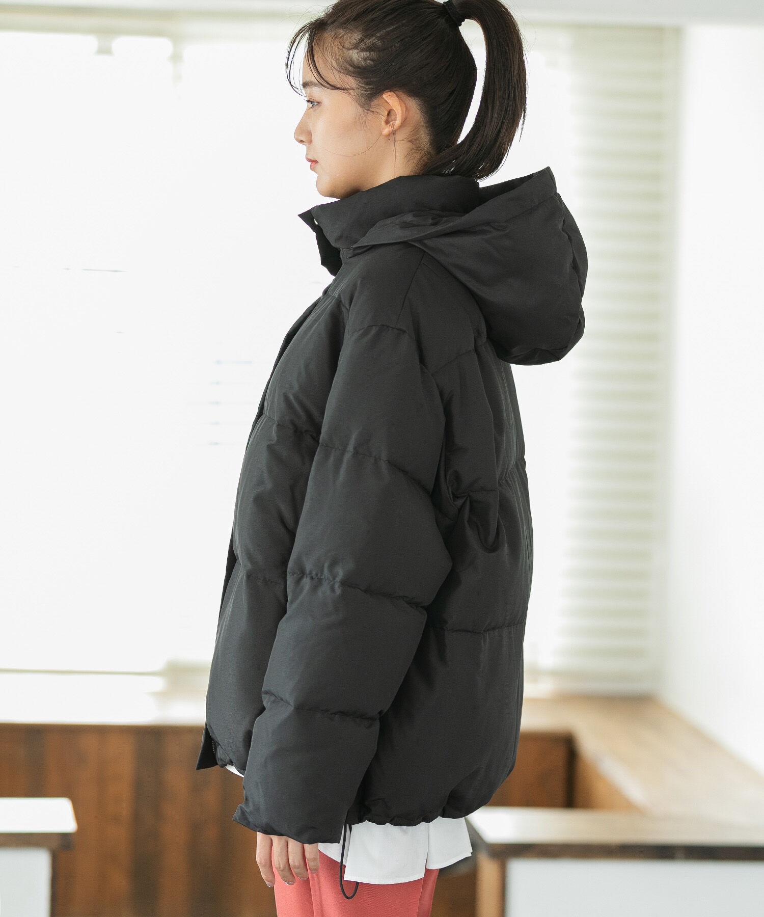 VIS「【Green Down】オーバーサイズフードダウンジャケット」|ダウン|