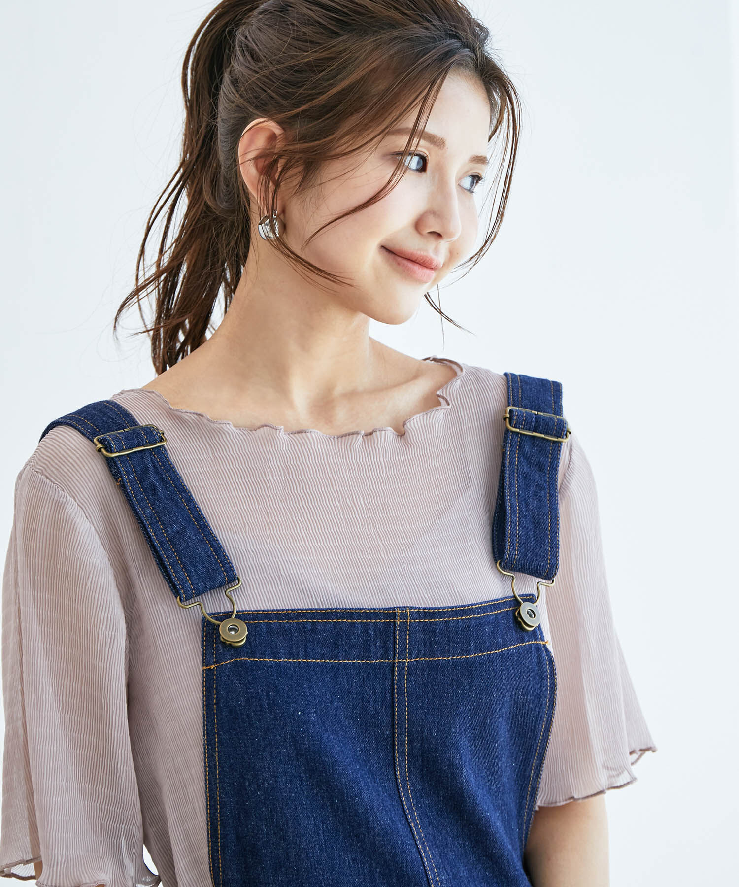 vis-a-vis「【WEB限定】インナーキャミ付きシアー楊柳プルオーバー」|シャツ・ブラウス|