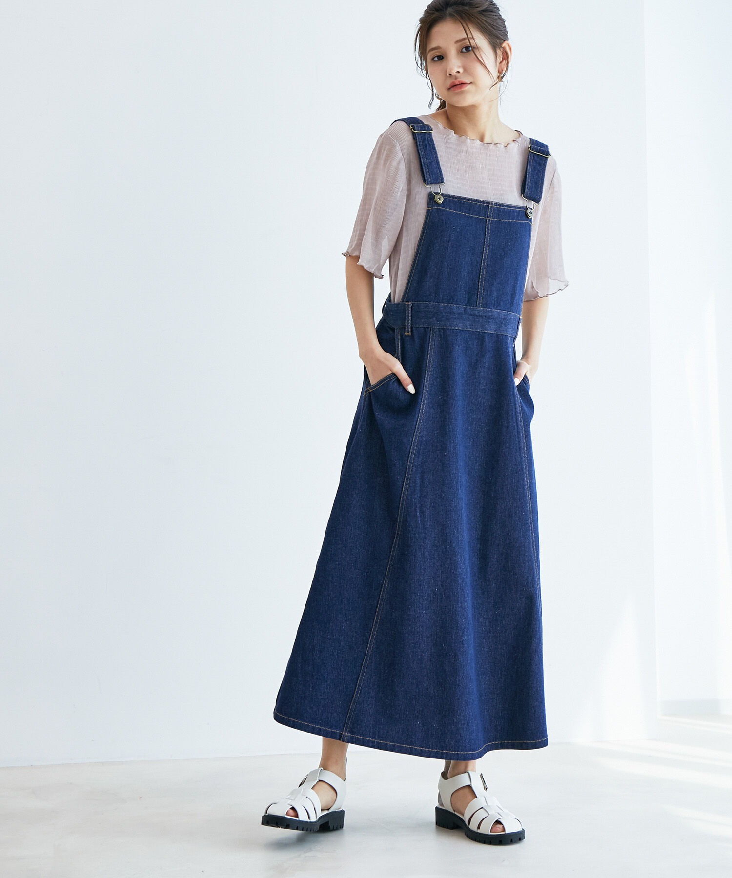 vis-a-vis「【WEB限定】インナーキャミ付きシアー楊柳プルオーバー」|シャツ・ブラウス|