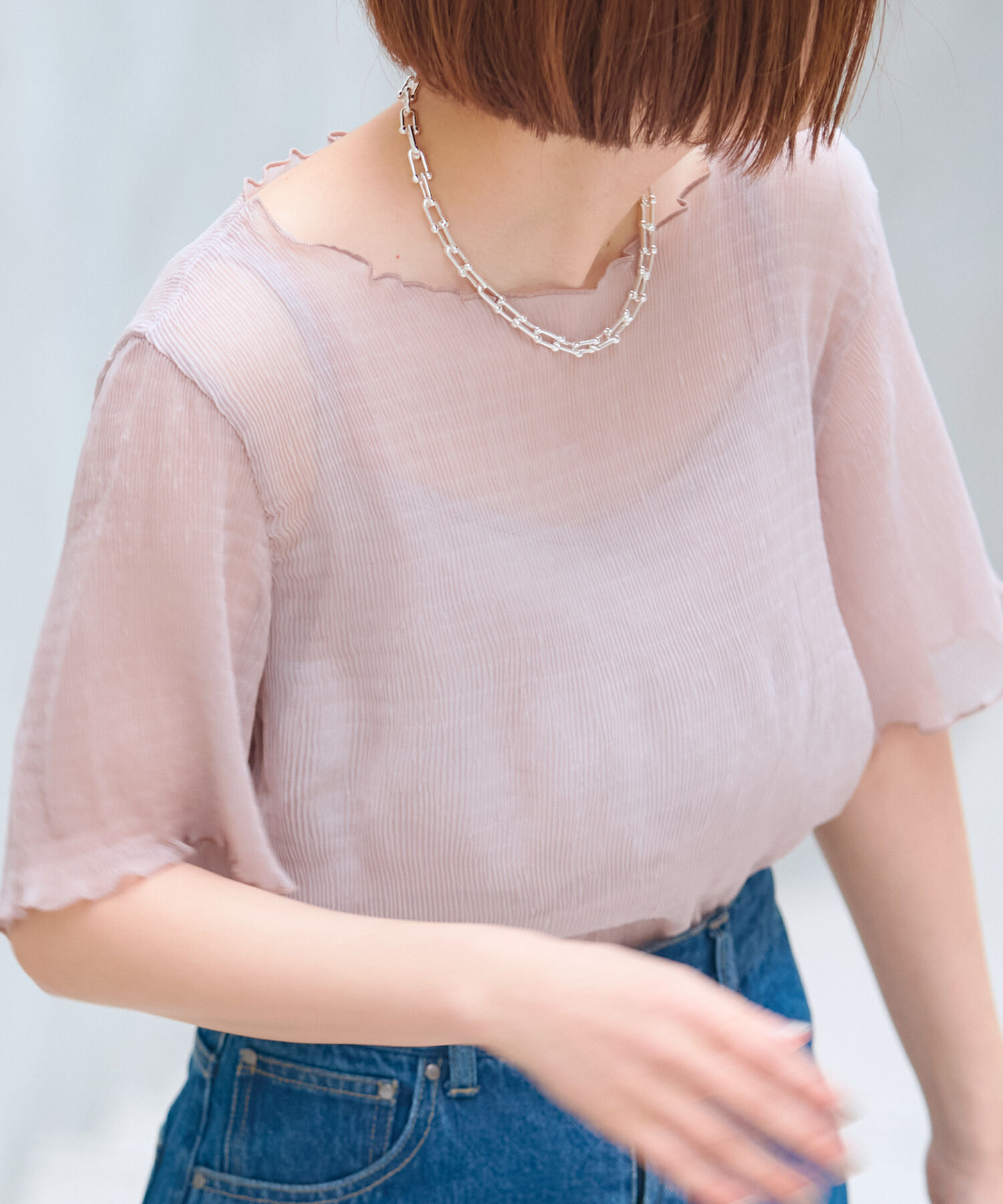 vis-a-vis「【WEB限定】インナーキャミ付きシアー楊柳プルオーバー」|シャツ・ブラウス|