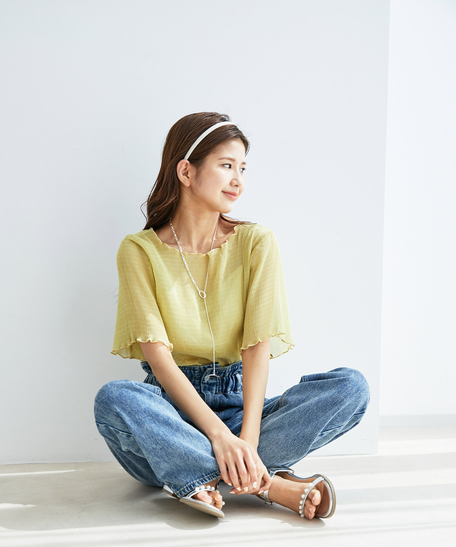 vis-a-vis「【WEB限定】インナーキャミ付きシアー楊柳プルオーバー」|シャツ・ブラウス|