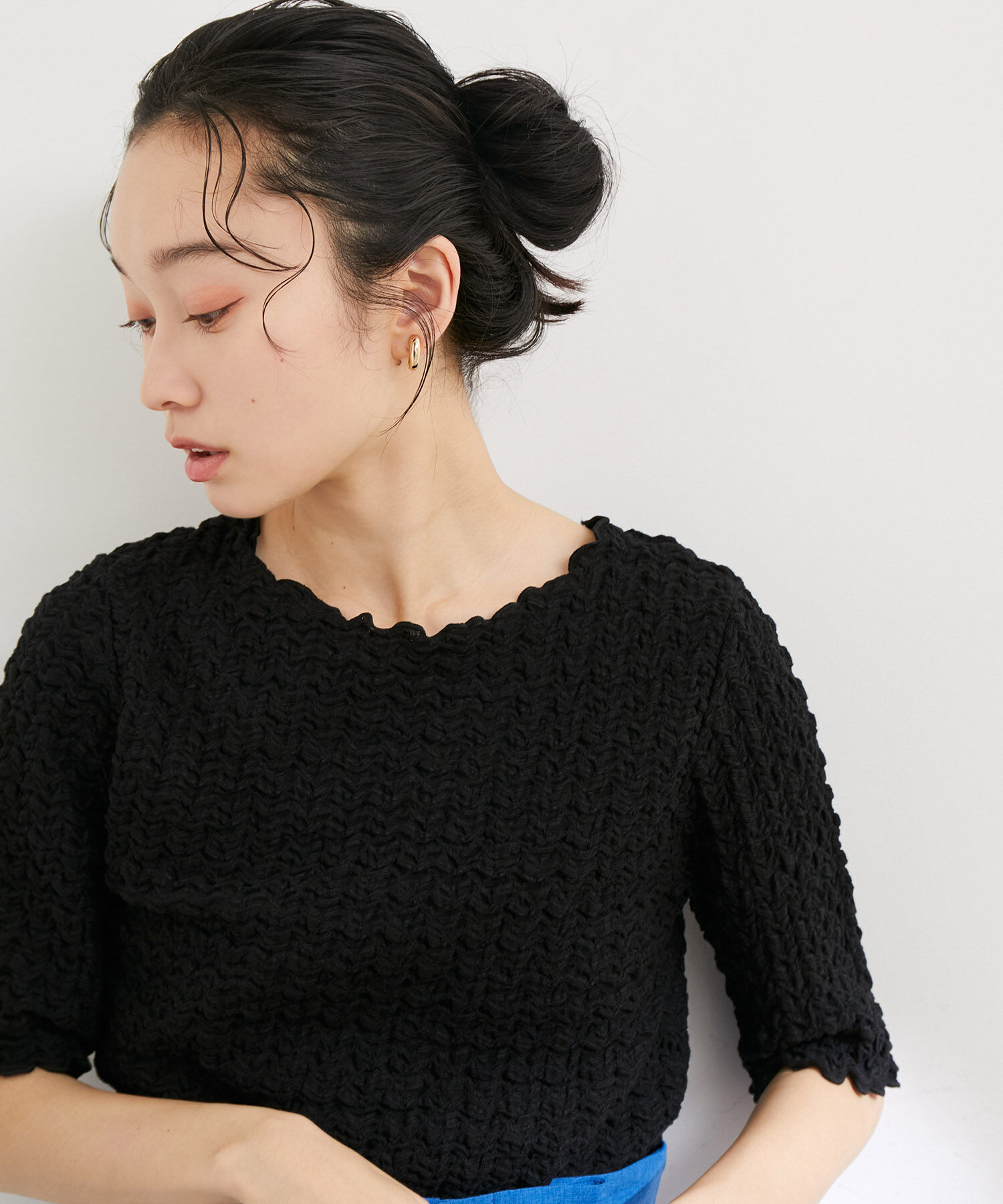 VIS「ふくれジャガード5分袖カットソー」|Tシャツ・カットソー|