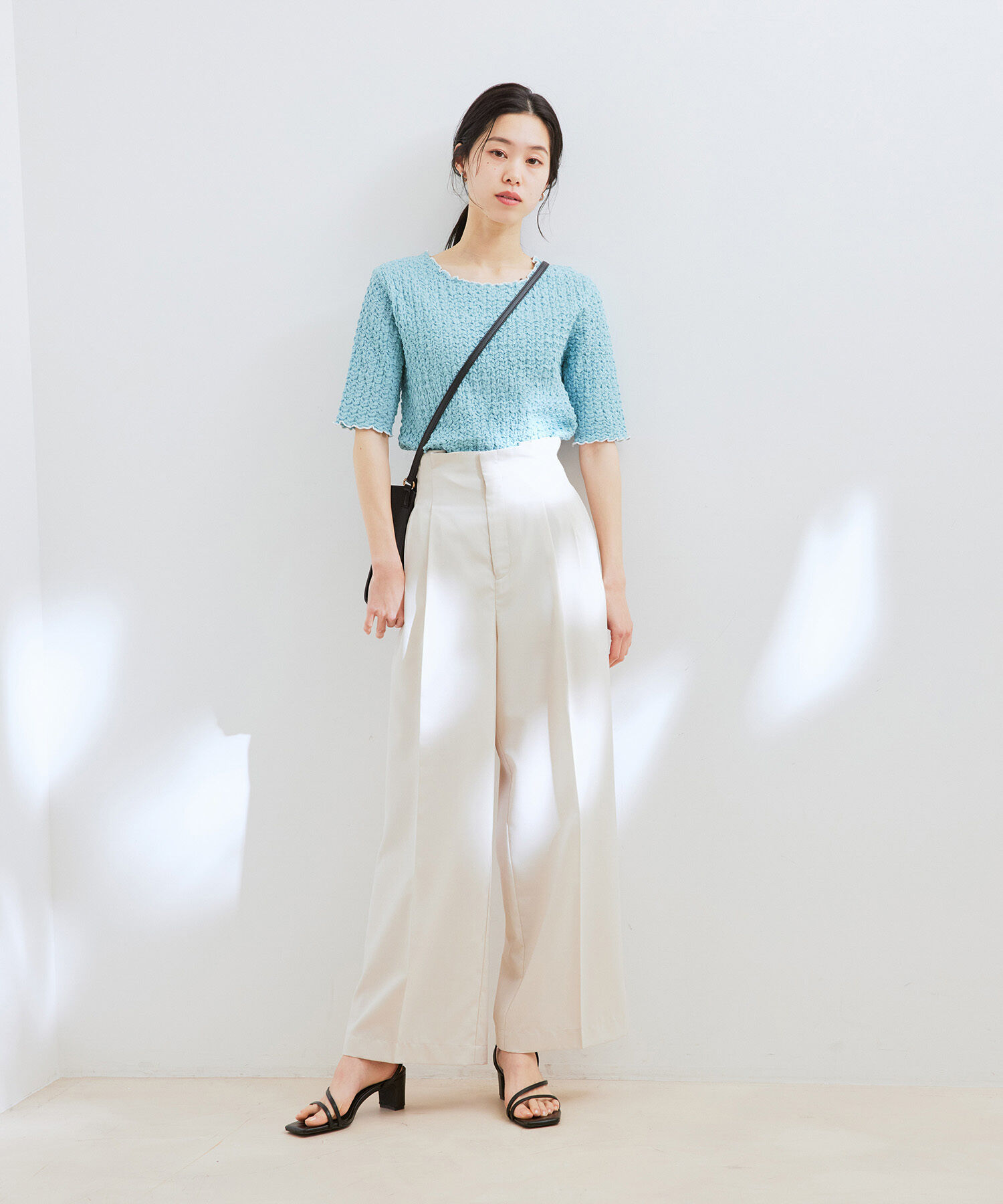 VIS「ふくれジャガード5分袖カットソー」|Tシャツ・カットソー|