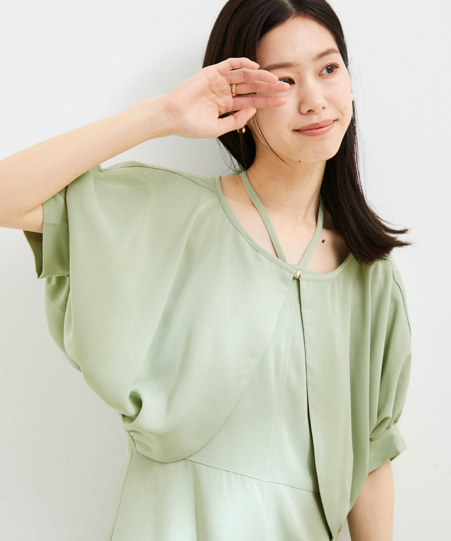 VIS「【洗える・防シワ】ボレロ＆ホルターネック付きキャミワンピース」|ワンピース|