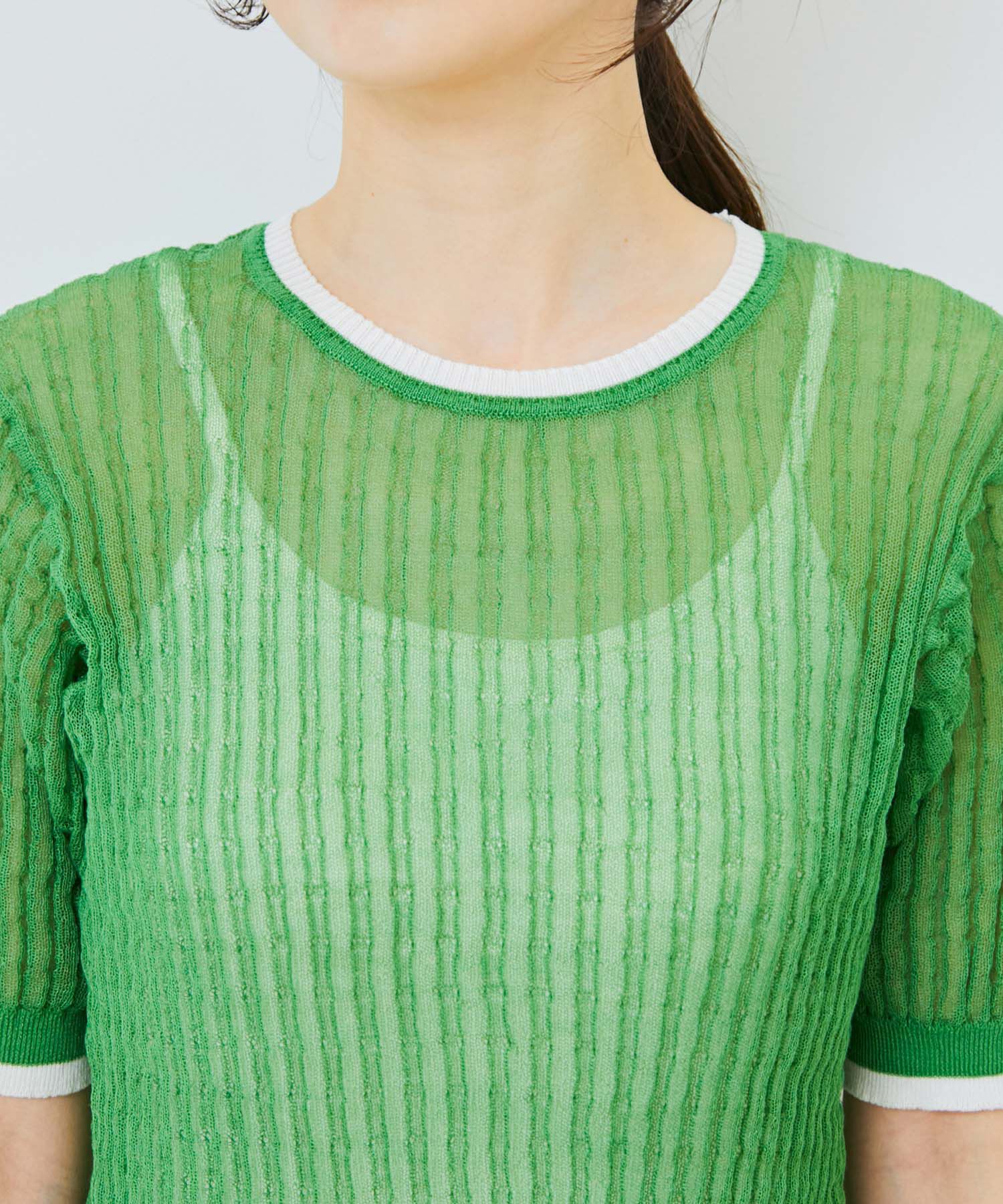 VIS「ポコポコシアーハーフスリーブニット」|ニット・セーター|