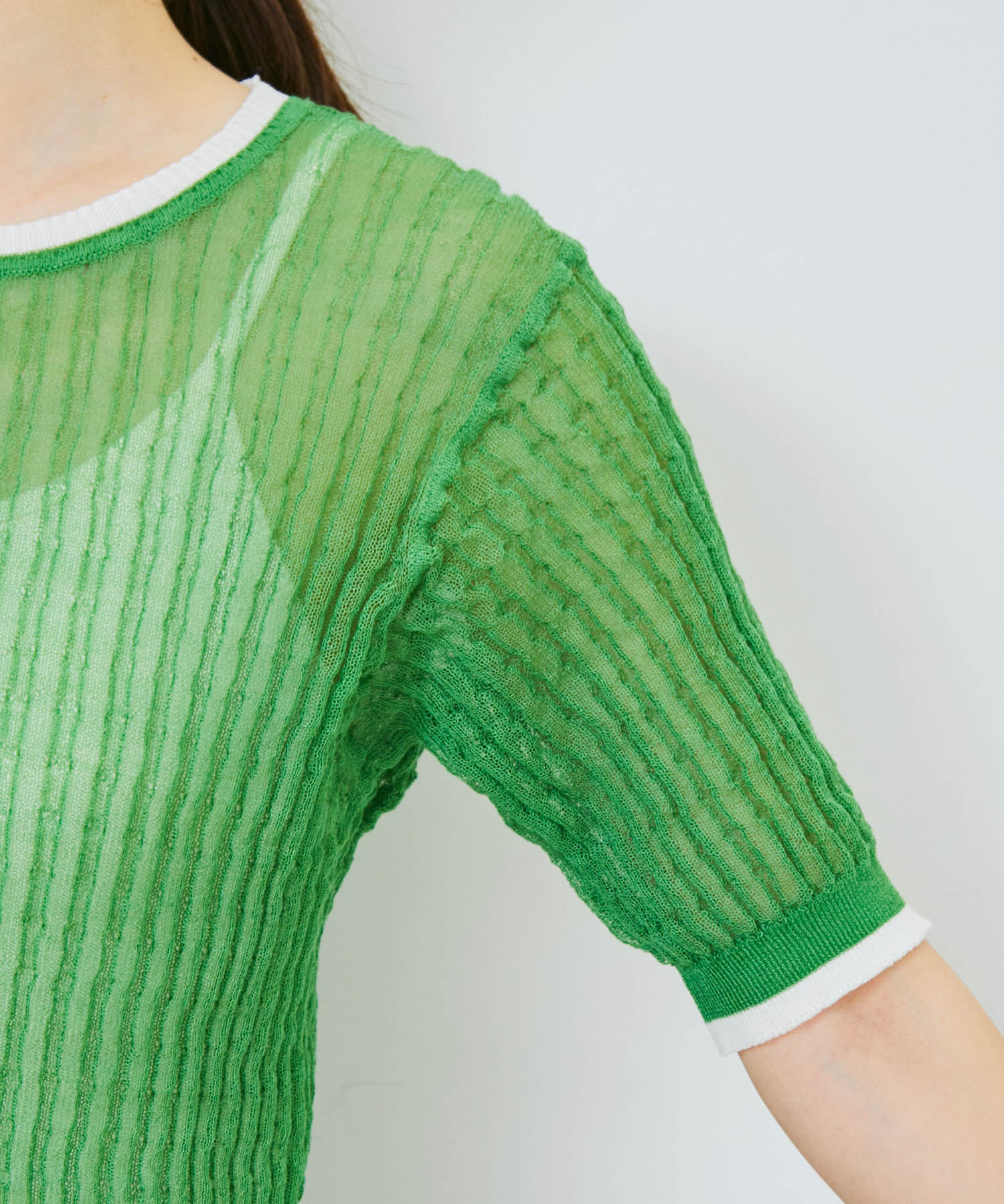 VIS「ポコポコシアーハーフスリーブニット」|ニット・セーター|